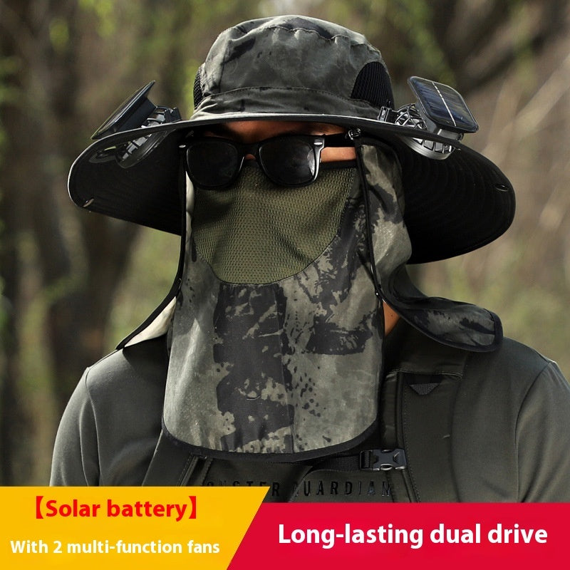 Solar Fan Sun Hat - Big Brim Outdoor Cooling Hat with Built-in Fan