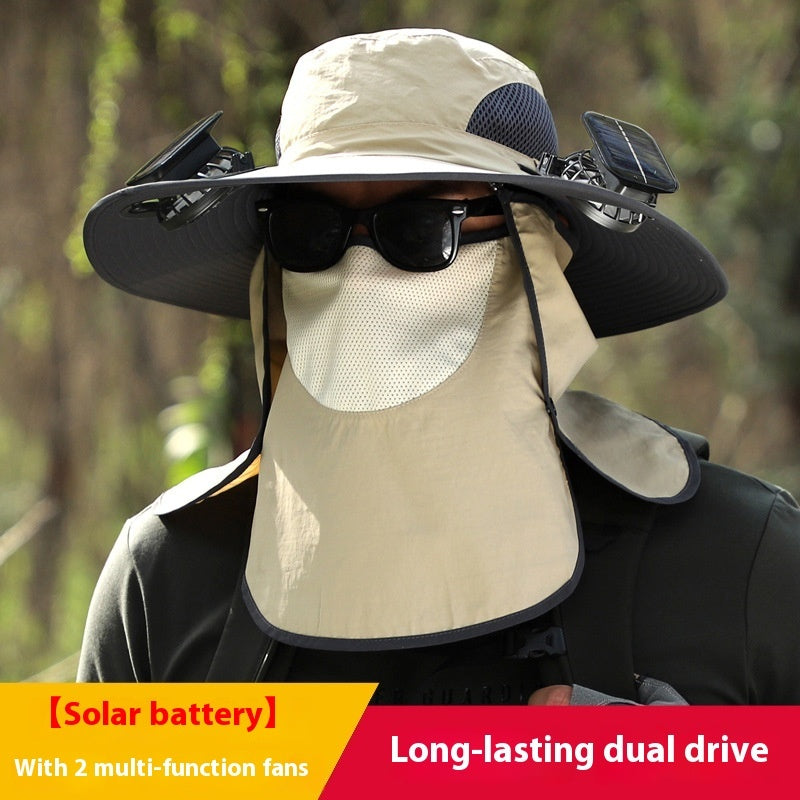 Solar Fan Sun Hat - Big Brim Outdoor Cooling Hat with Built-in Fan