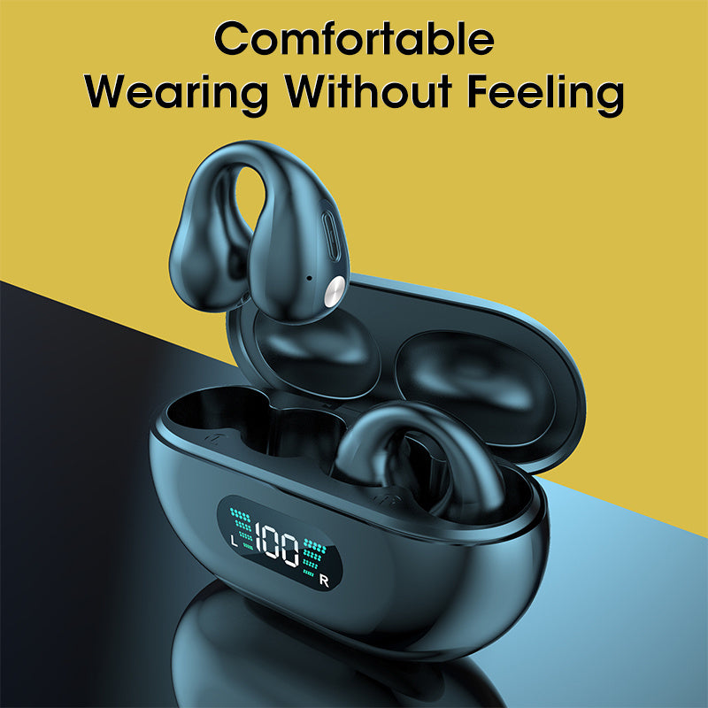 Bone Conduction Headphones TWS Earbuds Ear Clip Bluetooth 5.3 Touch Wireless Earphone In-Ear Bass HIFI Sports Headset - GeeStatuS