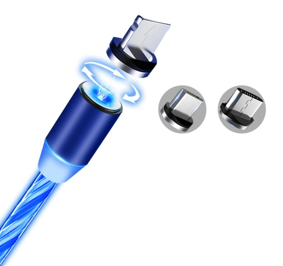 Compatible with Apple, Flowing Ligh Magnetic Streamer Data Line Cable for Iphone Android Typec - GeeStatuS