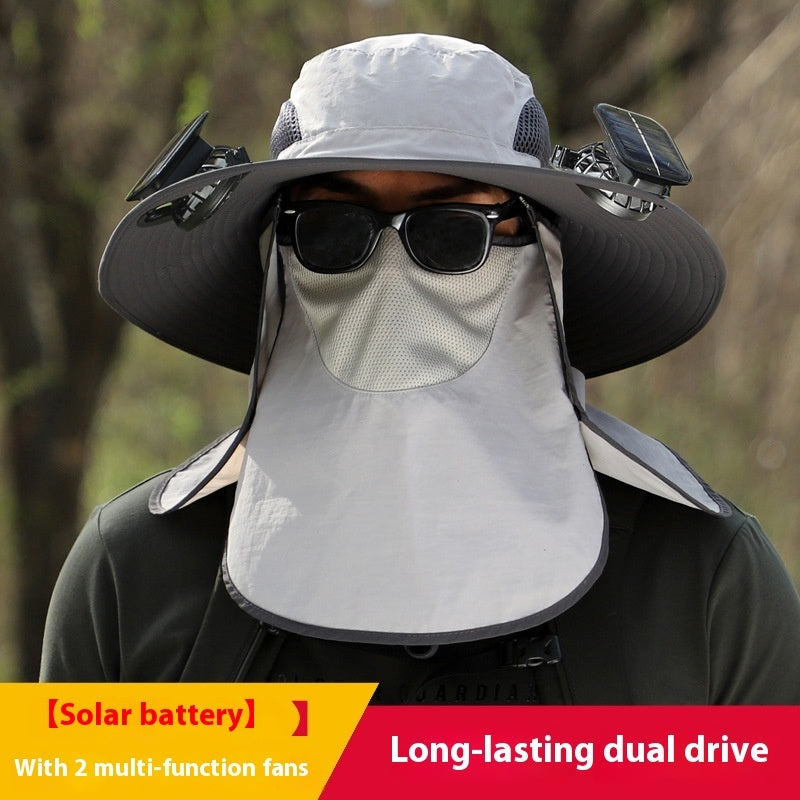 Solar Fan Sun Hat - Big Brim Outdoor Cooling Hat with Built-in Fan
