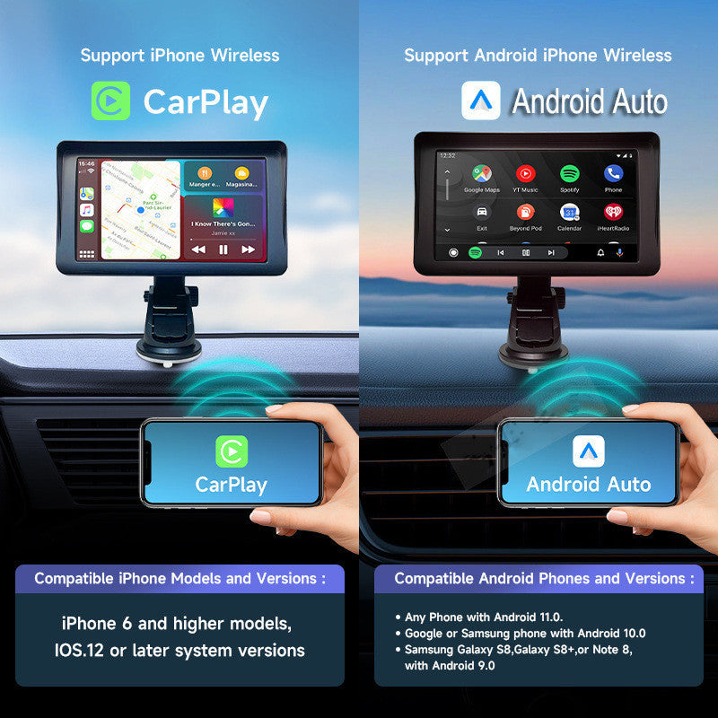 Safety Certified 7-inch Car Smart Screen | Wireless CarPlay | Auto Phone Projection