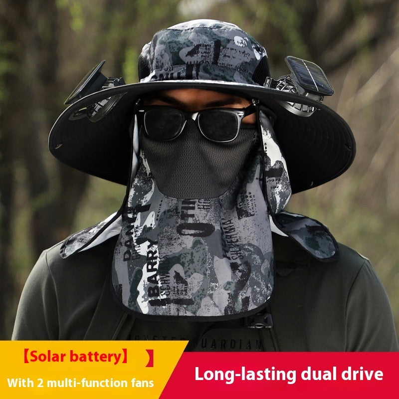 Solar Fan Sun Hat - Big Brim Outdoor Cooling Hat with Built-in Fan