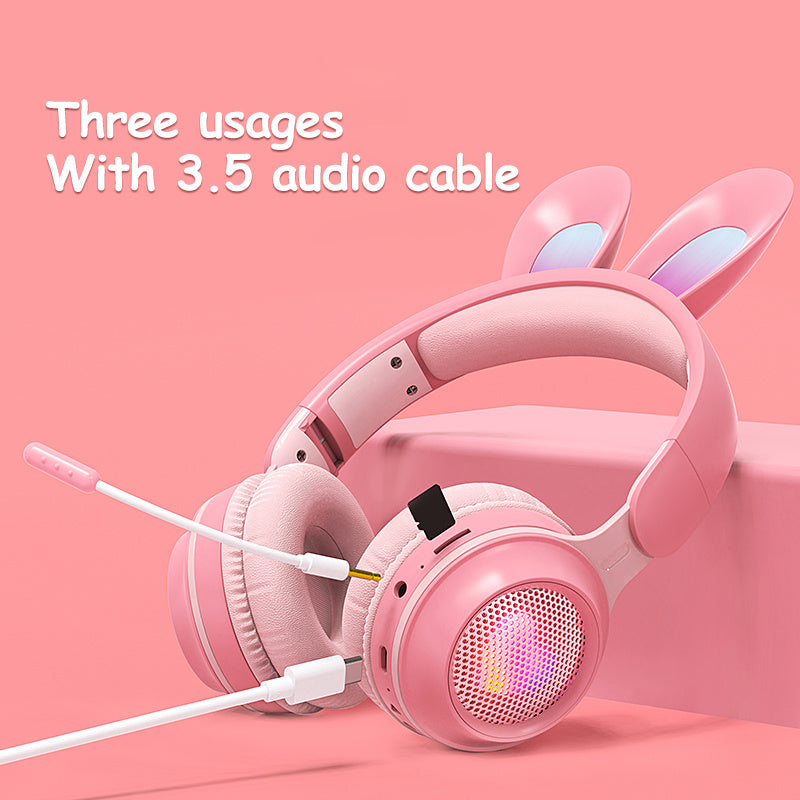 Rabbit Ear Headphones Wireless Luminous Extendable Wheat Headphones - GeeStatuS