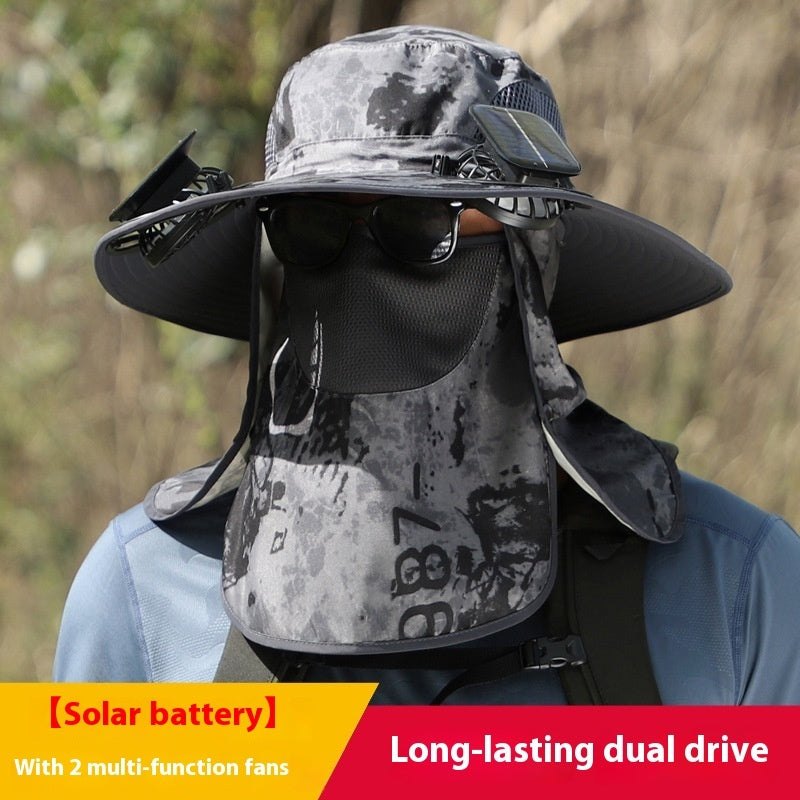 Solar Fan Sun Hat - Big Brim Outdoor Cooling Hat with Built-in Fan