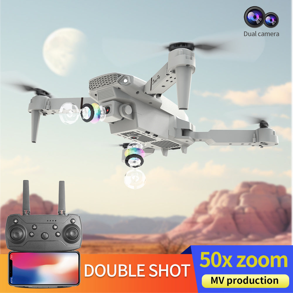 E88 Dual Camera Drone, WiFi FPV Double Folding RC Quadcopter Altitude Hold, Remote Control Toy For Beginners, Ideal Men's Gift For Outdoor Fun, Great For Christmas, Halloween, And Thanksgiving - GeeStatuS