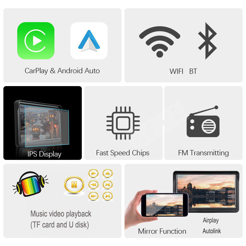 Safety Certified 7-inch Car Smart Screen | Wireless CarPlay | Auto Phone Projection