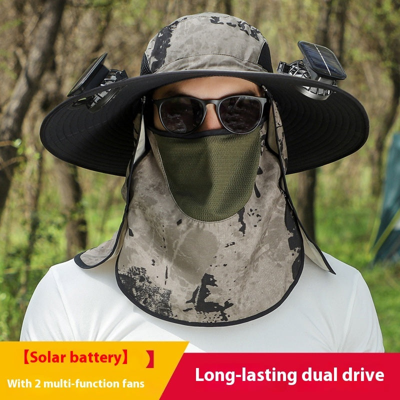 Solar Fan Sun Hat - Big Brim Outdoor Cooling Hat with Built-in Fan
