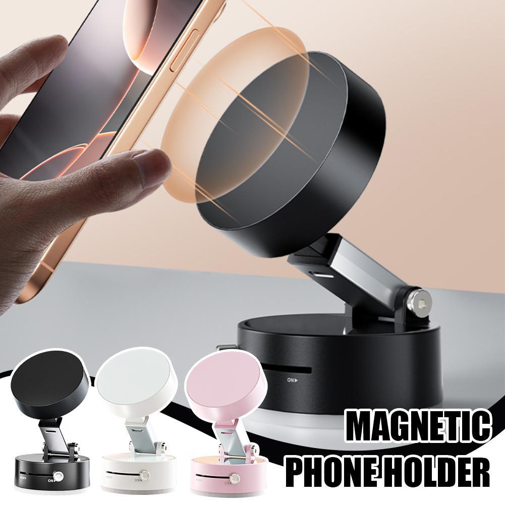 Foldable Magnetic Vacuum Car Phone Holder Foldable Suction Cup With Suction Cup Hands-Free Navigation For Smart Phone - GeeStatuS