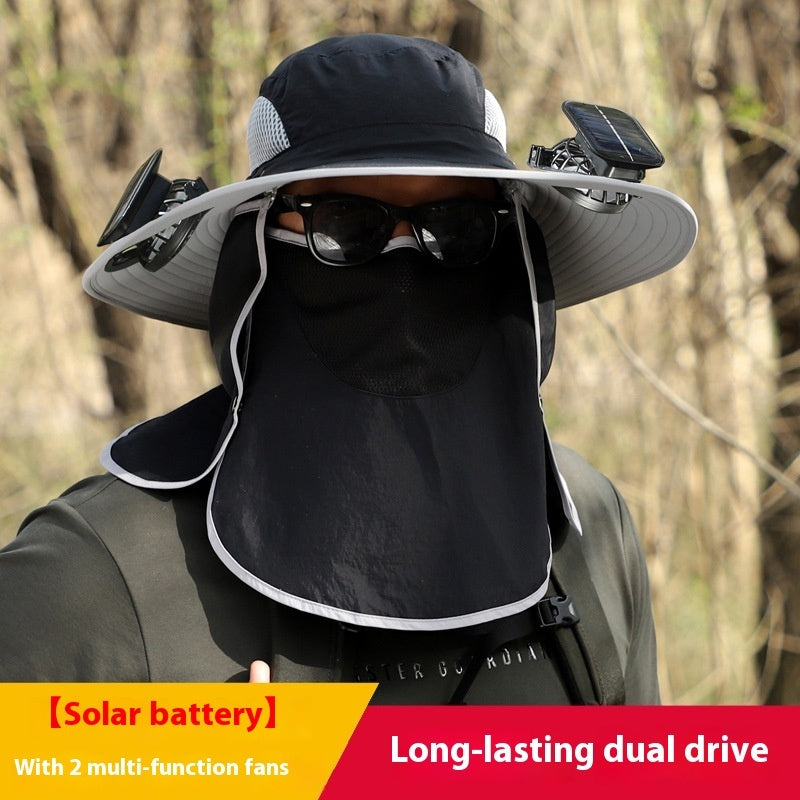 Solar Fan Sun Hat - Big Brim Outdoor Cooling Hat with Built-in Fan