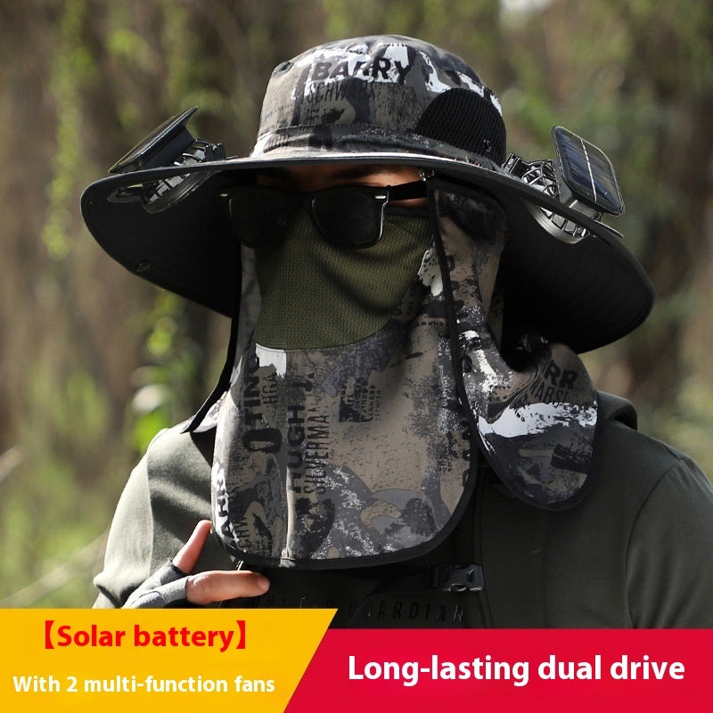 Solar Fan Sun Hat - Big Brim Outdoor Cooling Hat with Built-in Fan
