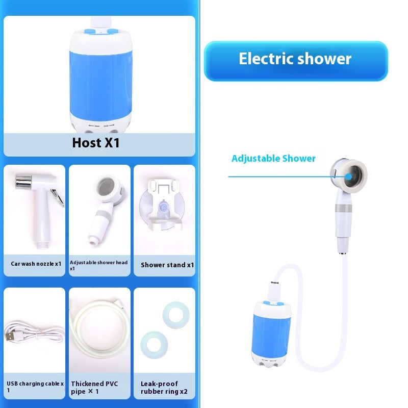 Outdoor Camping Shower Portable Electric Shower Gadgets Waterproof 5000mAh Rechargeable Battery Powered For Hiking Traveling - GeeStatuS