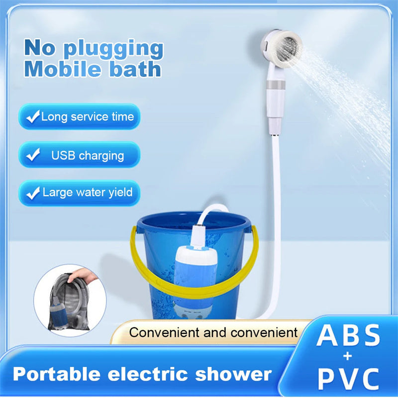 Outdoor Camping Shower Portable Electric Shower Gadgets Waterproof 5000mAh Rechargeable Battery Powered For Hiking Traveling - GeeStatuS