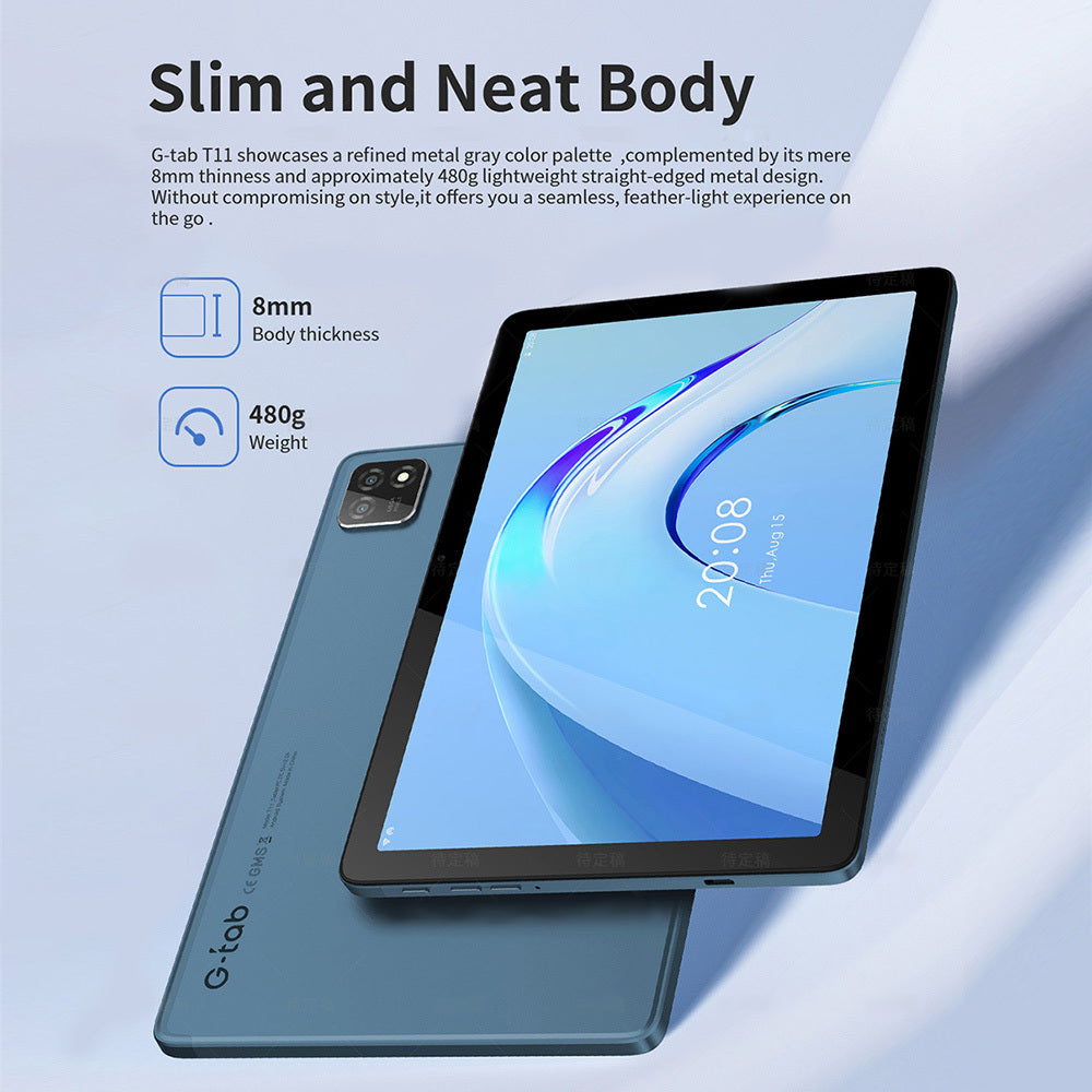 G-tab T11 Android 14 Tablet 10.1 Inch 1280&800 IPS Screen Unisoc T606 8 Core Max 1.6GHz 8GB RAM 4GB&4GB Expansion128GB ROM 2.4&5GHz WiFi Bluetooth 5.0 6580mAh Battery 8MP&13MP Camera Dual 4G - GeeStatuS