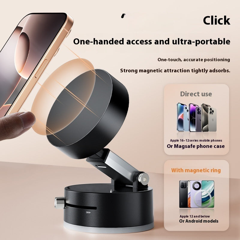 Foldable Magnetic Vacuum Car Phone Holder Foldable Suction Cup With Suction Cup Hands-Free Navigation For Smart Phone - GeeStatuS