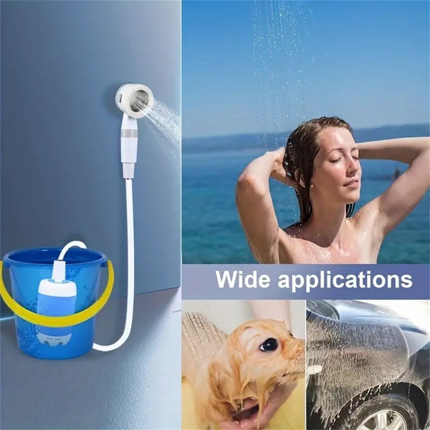 Outdoor Camping Shower Portable Electric Shower Gadgets Waterproof 5000mAh Rechargeable Battery Powered For Hiking Traveling - GeeStatuS
