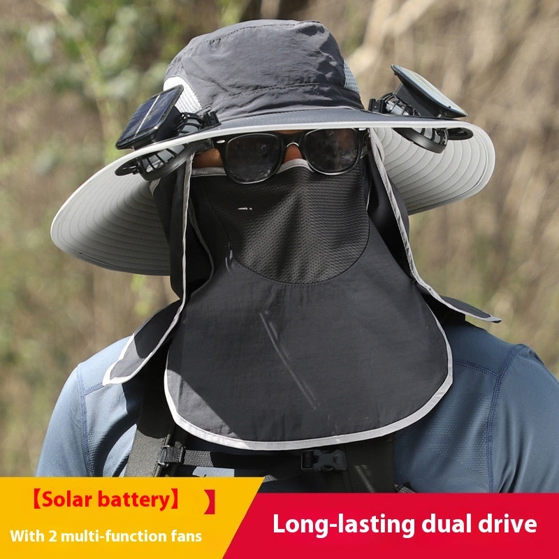 Solar Fan Sun Hat - Big Brim Outdoor Cooling Hat with Built-in Fan