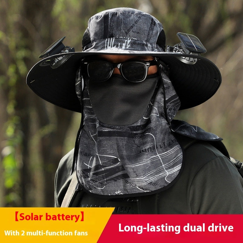 Solar Fan Sun Hat - Big Brim Outdoor Cooling Hat with Built-in Fan