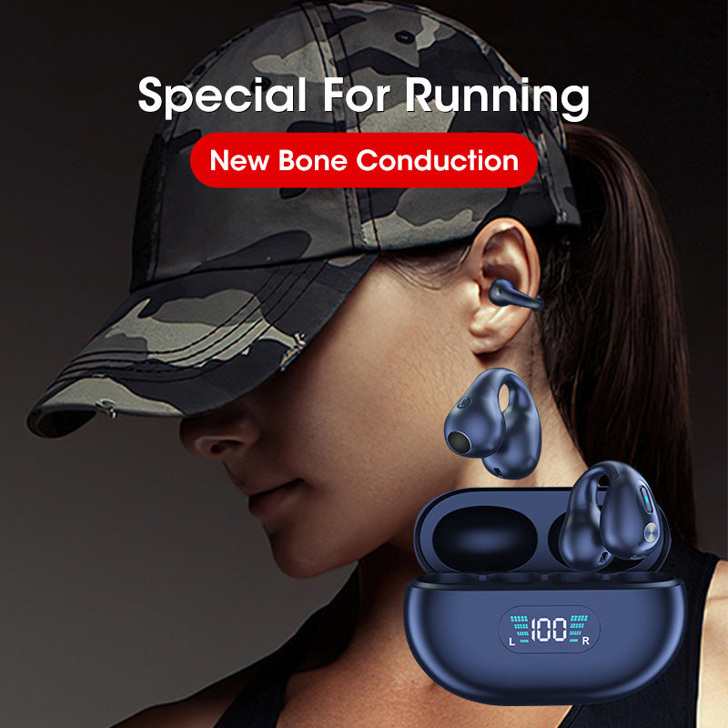 Bone Conduction Headphones TWS Earbuds Ear Clip Bluetooth 5.3 Touch Wireless Earphone In-Ear Bass HIFI Sports Headset - GeeStatuS